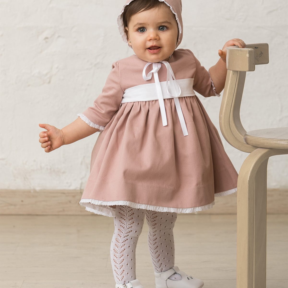 Baby Gabardine Dress with Lace | Qumono Baby Gabardine Dress with Lace | Qumono