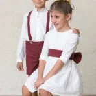 white formal dress for girls with drawstrings