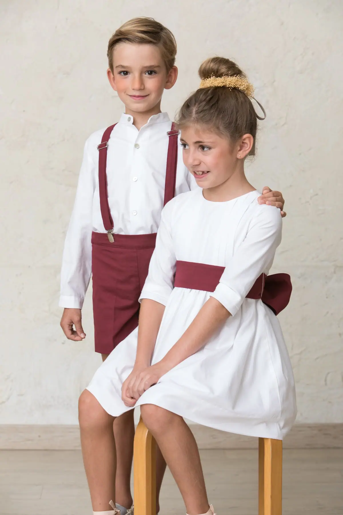 white formal dress for girls with drawstrings