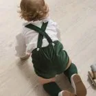 baby green velvet suspenders
