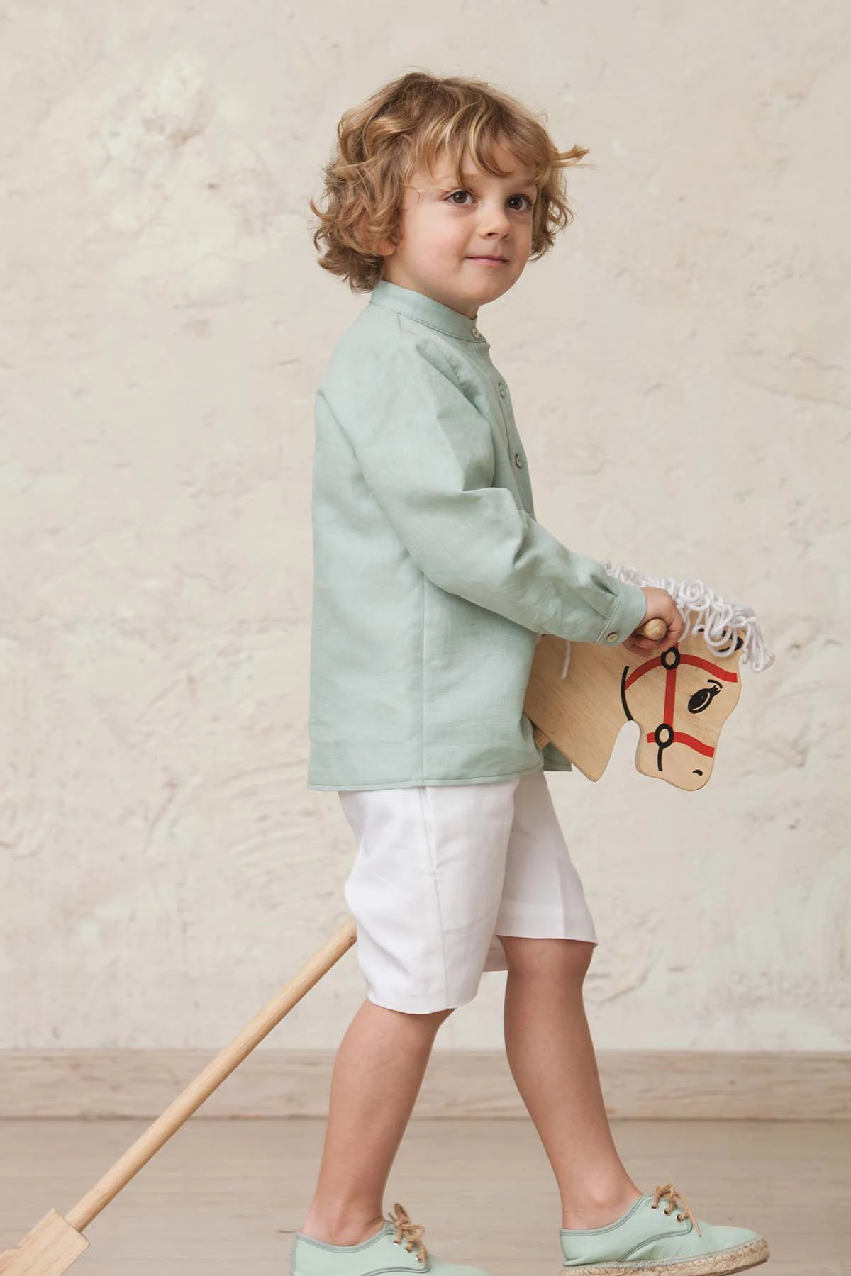 children's wedding shirt, light green linen