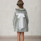 children's wedding sash, white tulle, gray velvet