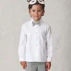 boys' wedding dress with gray velvet bow tie