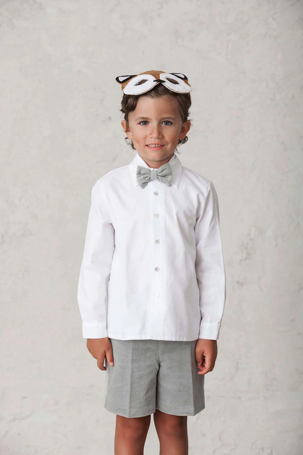 boys' wedding dress with gray velvet bow tie