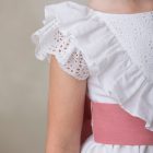 fajil rosa empolvado de vestido de comunion de niña