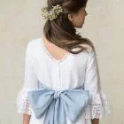 communion dress with embroidered sleeves