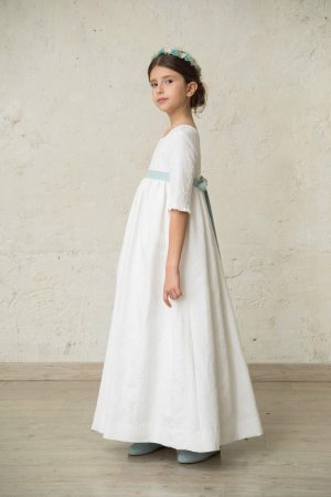 Vestido comunion nina brocado flores