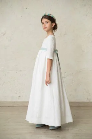 Vestido comunion nina brocado flores