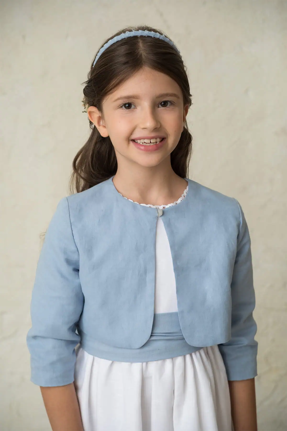 blue communion bolero for a girl