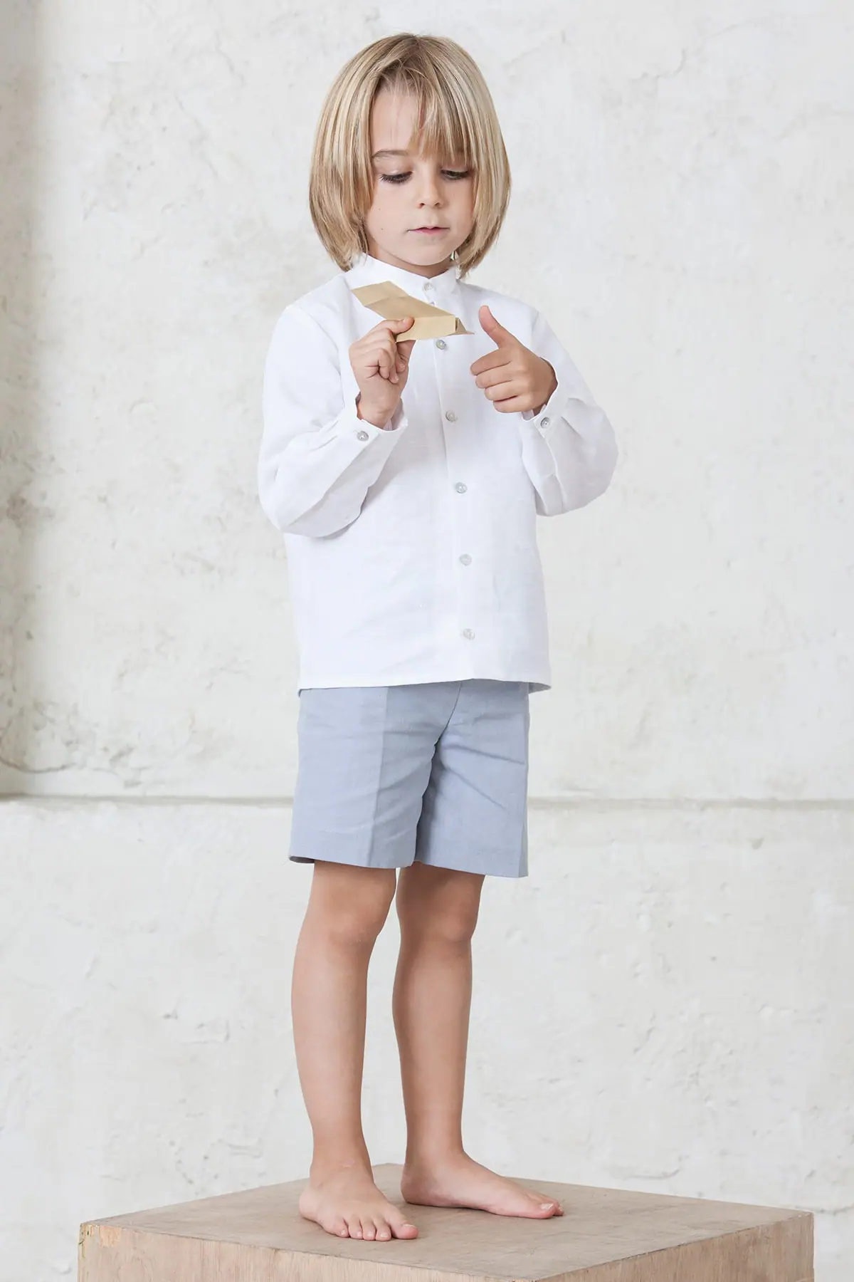gray linen formal shorts for boys