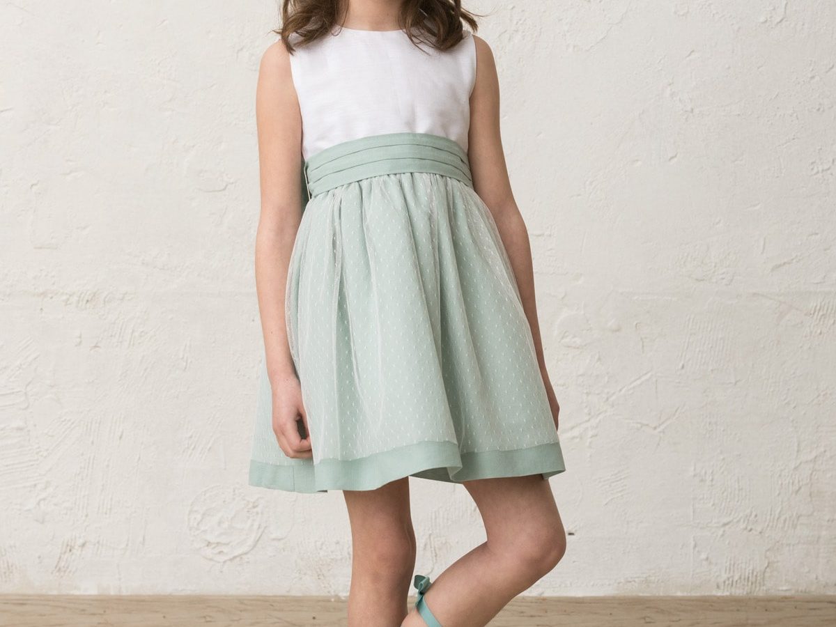 Mariela Aqua Green Dress for Girls | Qumono
