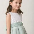 girl's ceremony dress, plumeti, aqua green