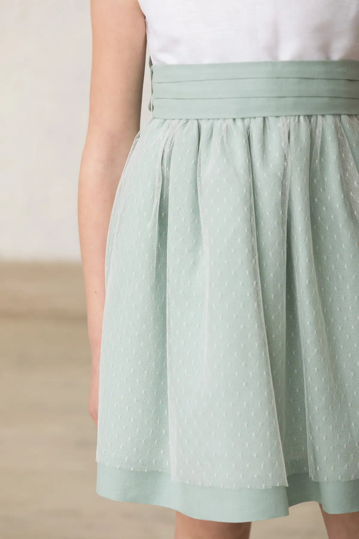 light green polka dot dress for girls' ceremonies