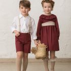 niños de arras para bodas de invierno en color burdeos