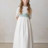 girl's first communion dress with embroidered sleeves