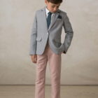 Americana gris traje lino algodon elegante sencilla