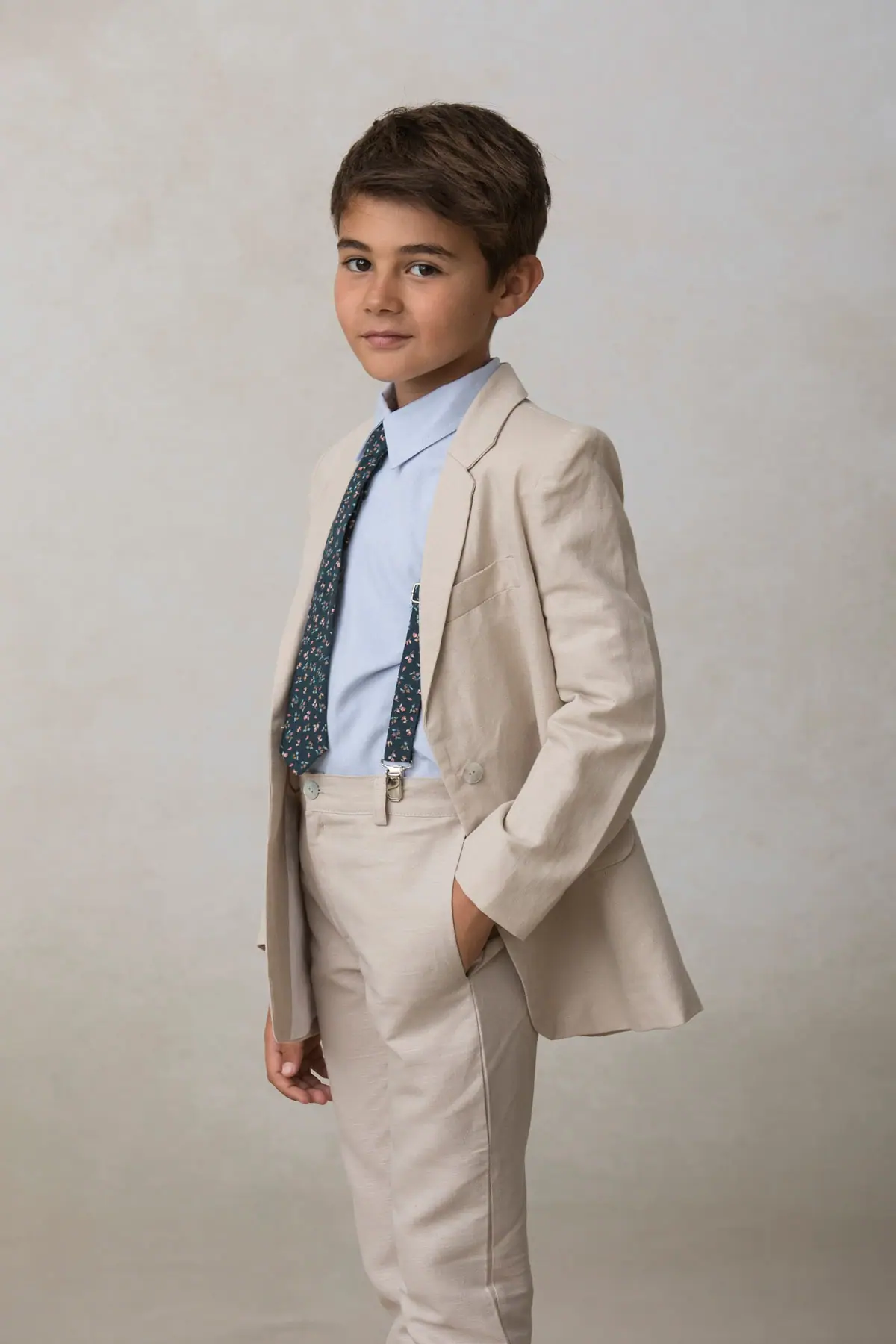 beige linen boy's blazer