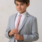 chaqueta americana de niño gris de lino