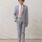 chaqueta americana de niño en lino gris