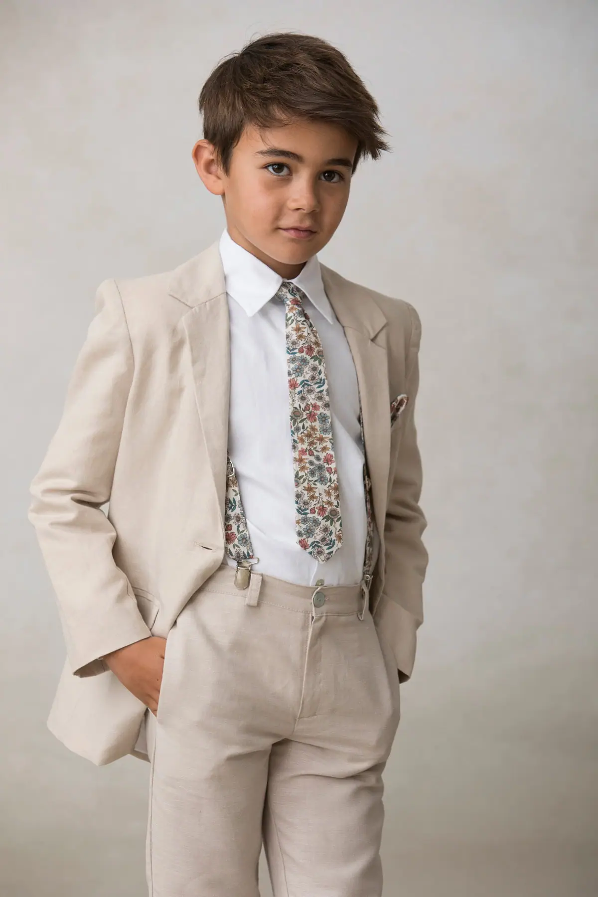 beige children's skinny pants