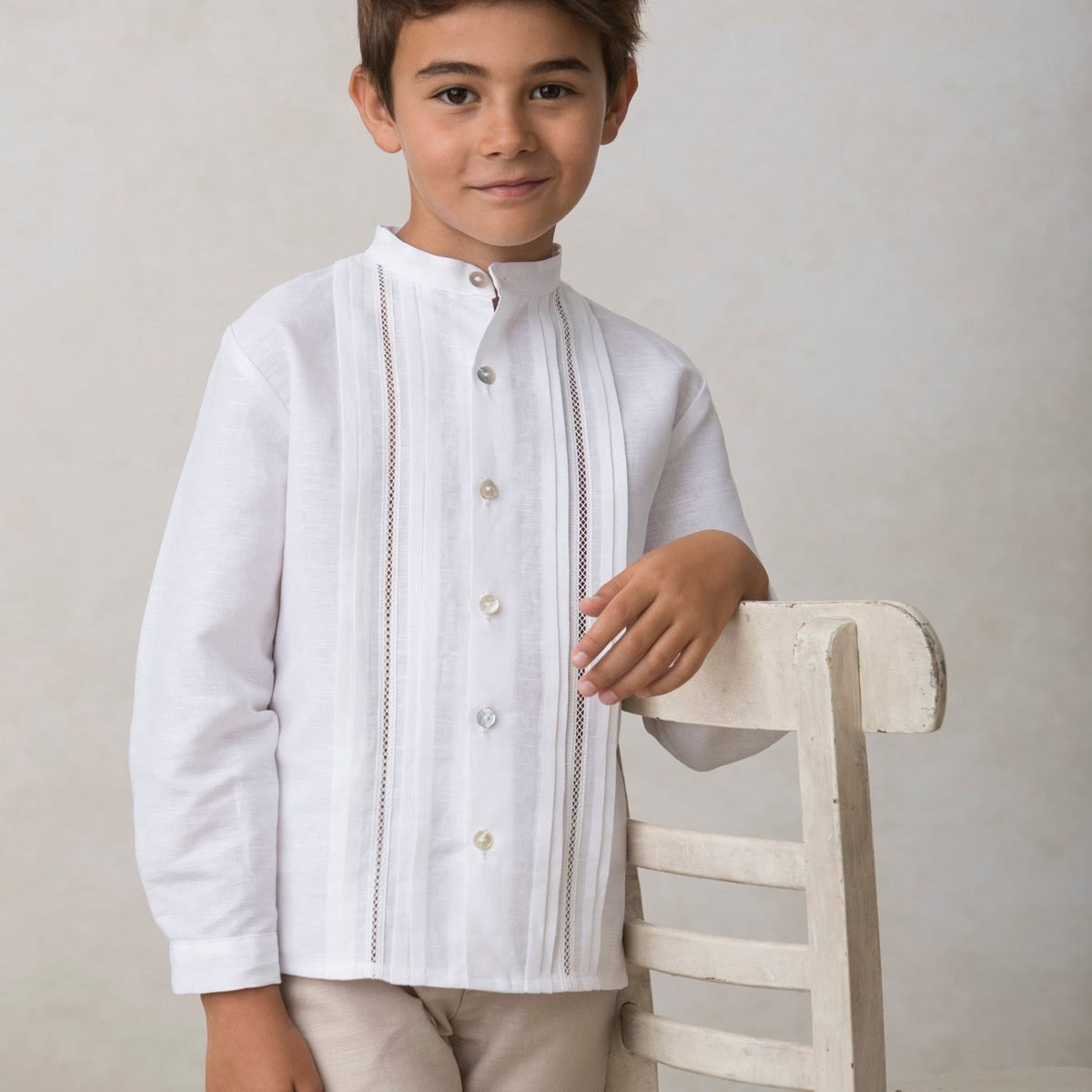 Short Sleeve Guayaberas Blancas Para NiÃ±os Ropa Guayabera Primera