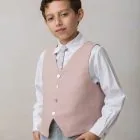 pink nude linen vest for boys' formal wear