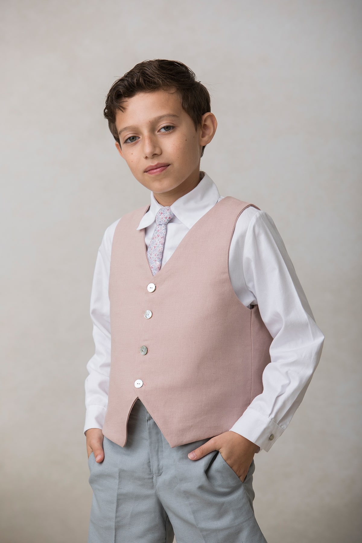 corbata infantil de niño rosa con estampado