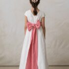 diadema rosa empolvado nina forrada diseno sencillo lino