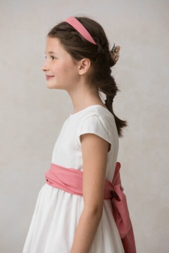 diadema rosa empolvado de niña lisa de lino