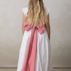 communion sash for girls, dusty rose, with trim
