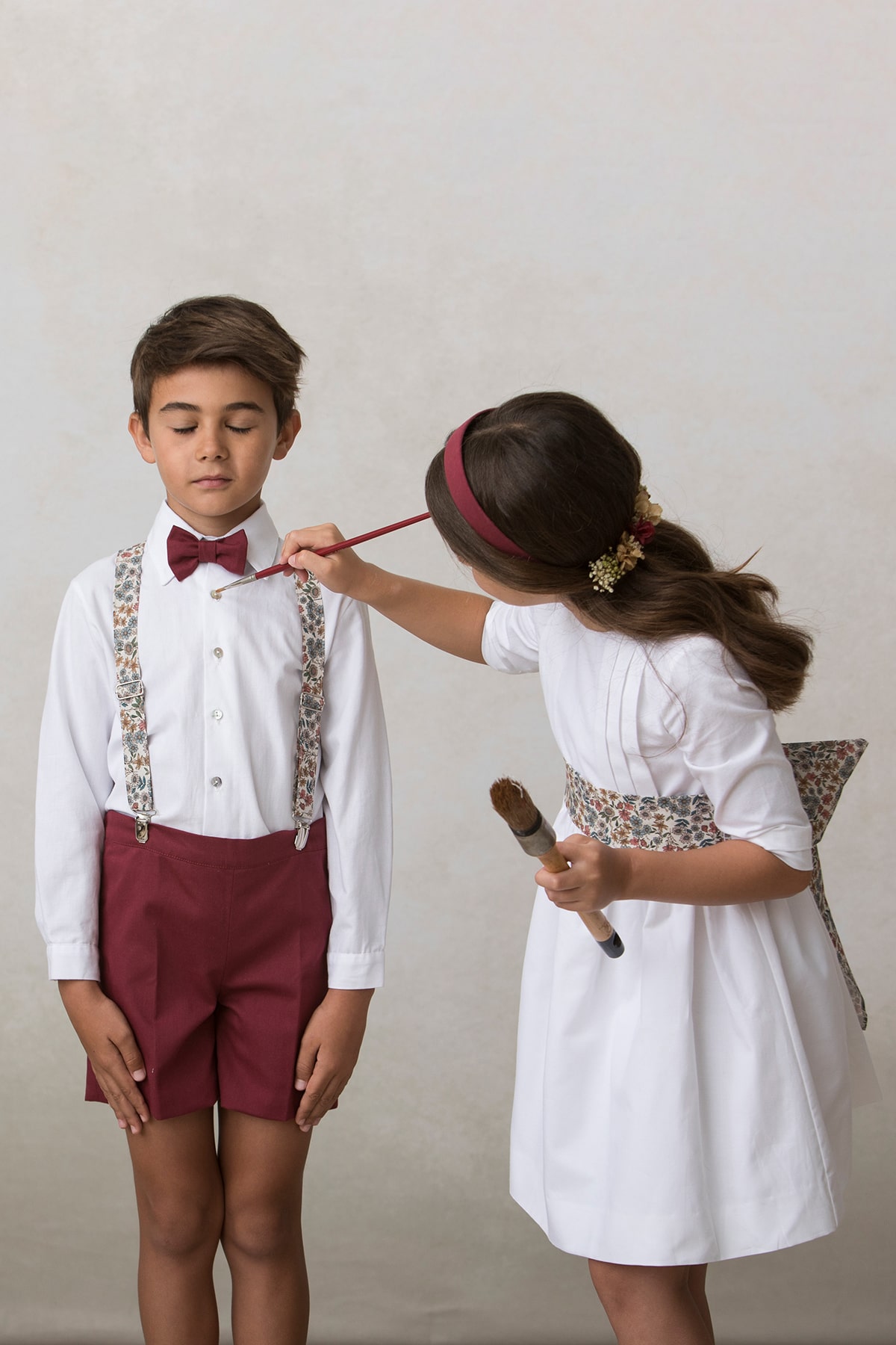 fajín con lazos de ceremonia para niña estampado de flores