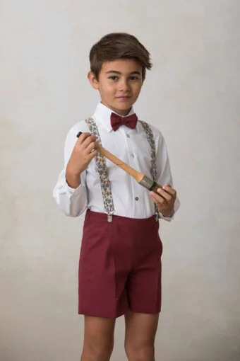 pajarita de niño burdeos