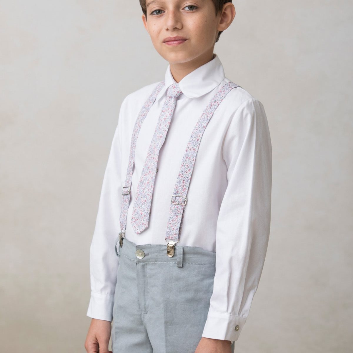 boys grey dress shorts Boys Light Grey Shorts Suit with Silver Tie