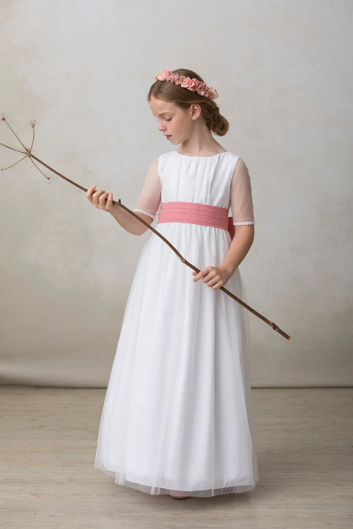 communion crown for girls, mixed pink flowers