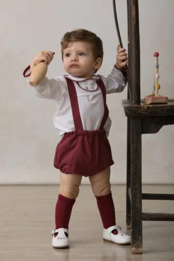 baby Tyrolean bloomers burgundy winter
