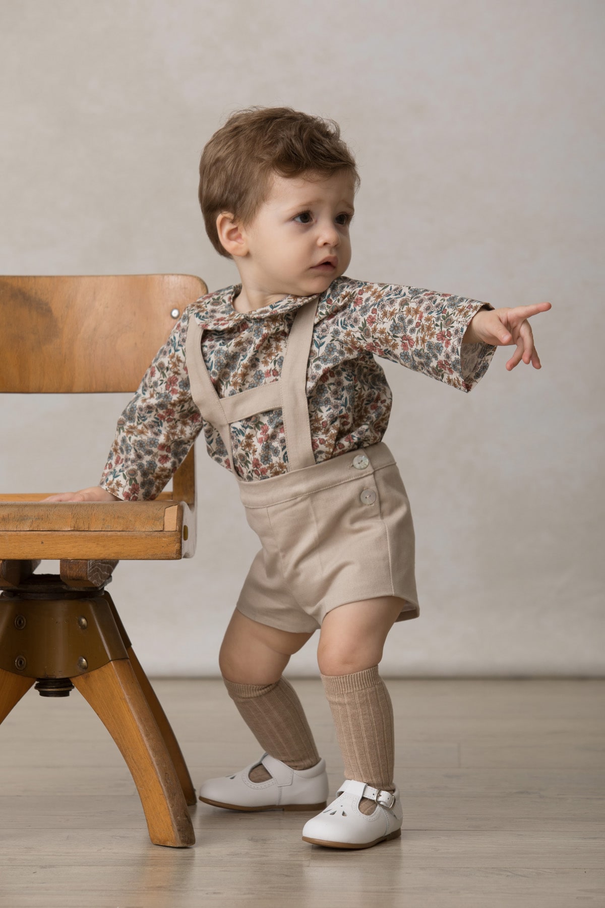 camisa ceremonia bebe de cuello bebe beige