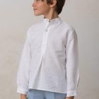 camisa de cuello mao de niño para ceremonia blanca