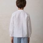 camisa de cuello mao de niño para ceremonia en lino blanco