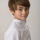 boys' formal shirt with mandarin collar, white