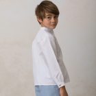 camisa de niño de cuello mao para ceremonia blanca