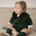 chaqueta de bebe niño en terciopelo verde botella