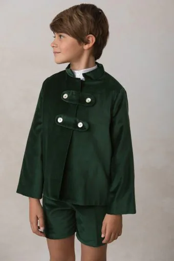 chaqueta de niño para ceremonia en terciopelo verde