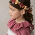corona de flores de niña burdeos tamaño grande