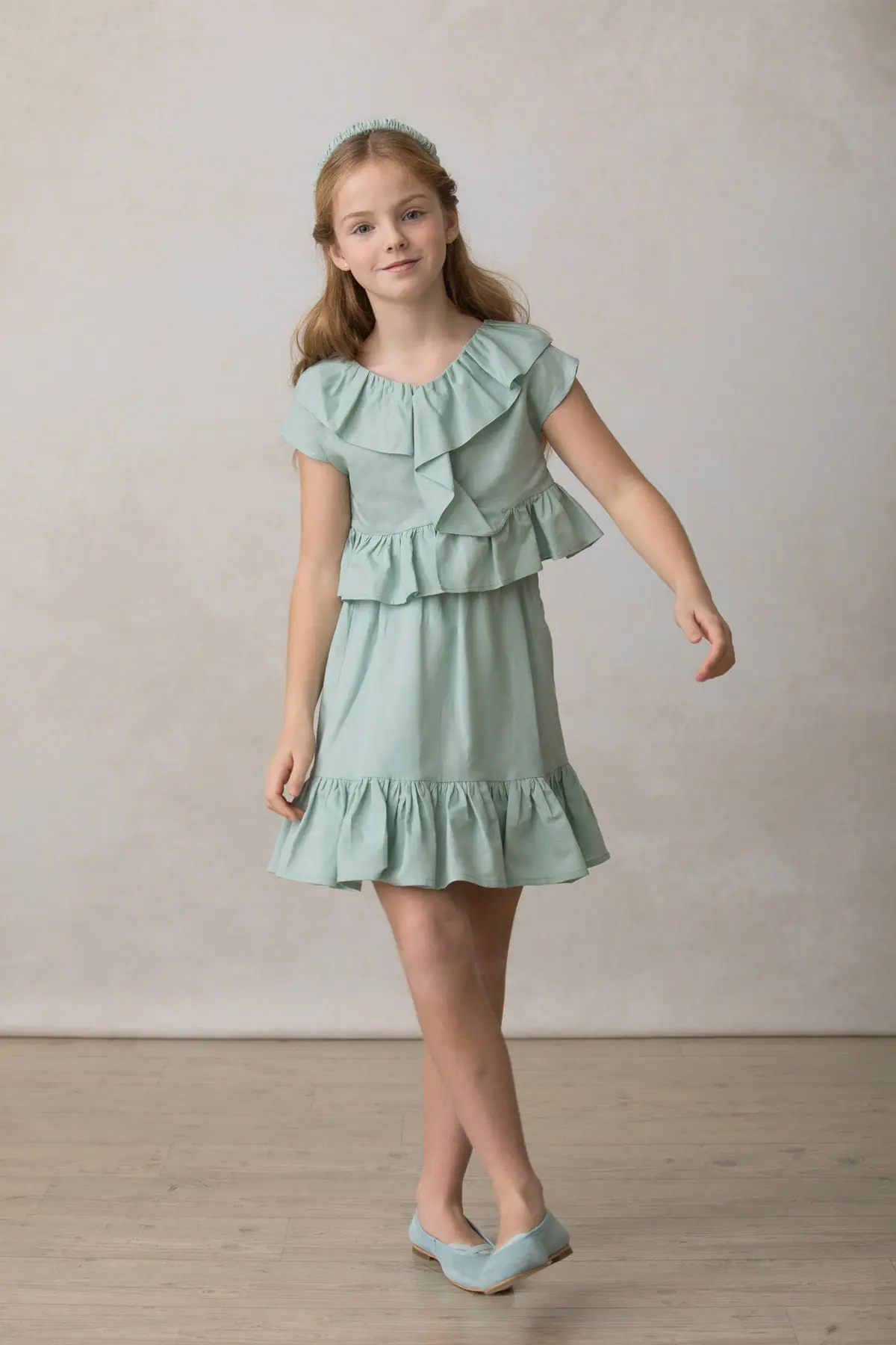 Green teen ruffle skirt | Qumono Green teen ruffle skirt | Qumono