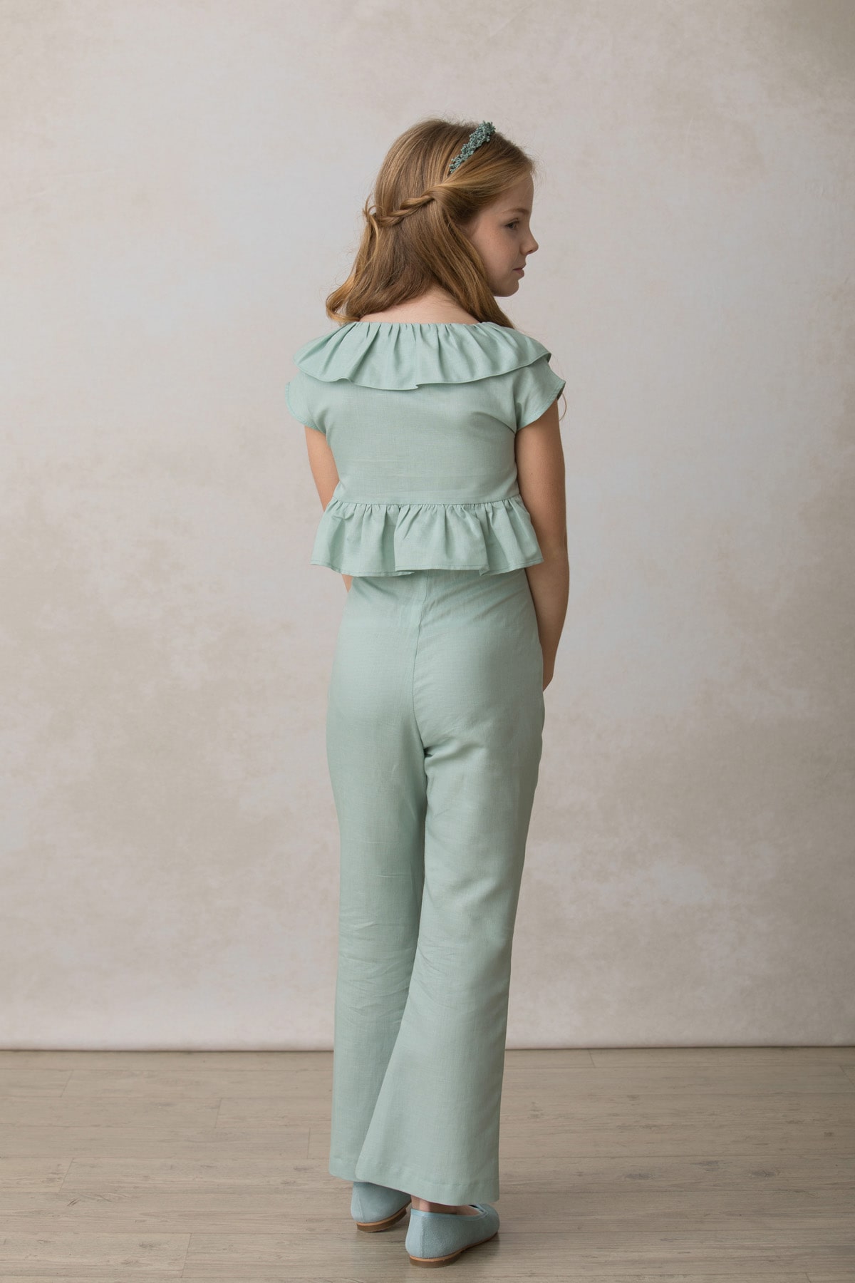 pantalon campana para chica adolescente en verde agua