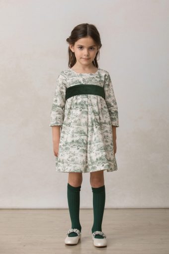 vestido de niña para ceremonia estampado verde