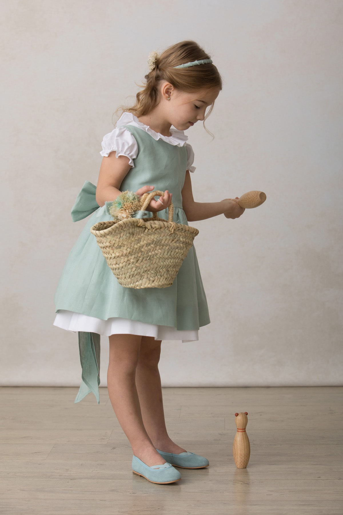 vestido de niña con mangas farol