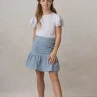 Girls' formal shoes, white leather ballet flats