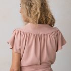 blusa mujer invitada crepe rosa