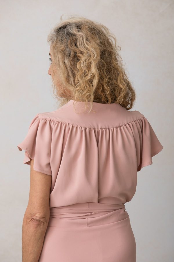 blusa mujer invitada crepe rosa